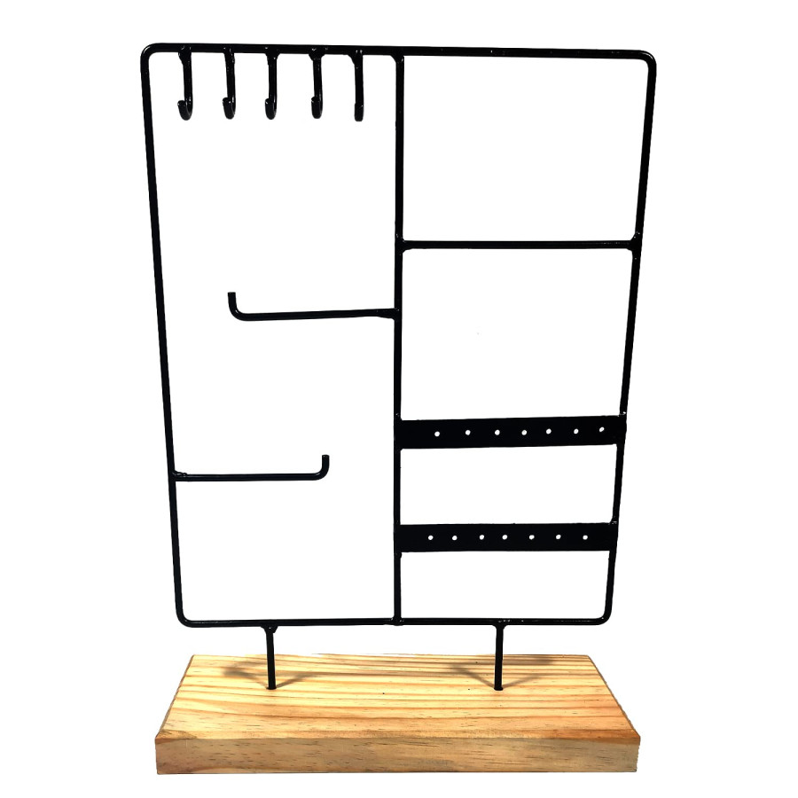 12-Hole Earring Holder & Jewelry Organizer Stand | Black Display Rack for Jewelry