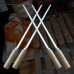14-Inch Stainless Steel BBQ Skewers with Wooden Handle, Flat Kebab Sticks Set