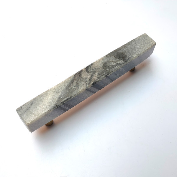 Gray Marble & Brass  Cabinet Pulls – Luxury Drawer Handles ( 6 inch )