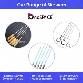 16 Inch Stainless Steel Square Barbeque Skewers | BBQ Skewers Set | Reusable BBQ Sticks, Kabab Metal Grilling Skewer