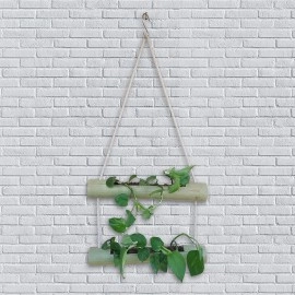 Bamboo Hanging Planters with Adjustable Strong Cotton Rope and S Hook Large 