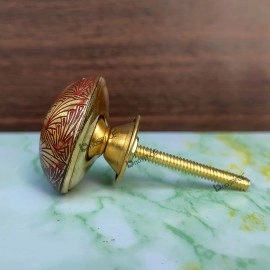 Handmade Red Fin Brass Knobs For Cabinet Drawer Pack of 4