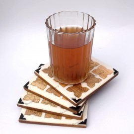 Handmade Tea and coffee Coaster Wood & Resin X Pattern Coasters Set of 4