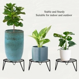 Plant Stand And Flower Pot Stand For Indoor And Outdoor Metal  strip line Set Of 4