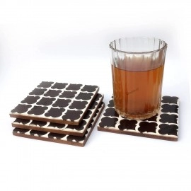 Resin Simple Style Tea and Coffee Cup Coasters Black and white color  Coaster | Set of 4 