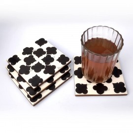  Resin Style Simple  Tea and Coffee Cup Coasters with Black and white color Set of 4