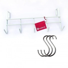 The Door Hook Hanger, Hanging Organizer Rack with No Hole Drilling with Upto 4cm Thick Door (white, 5 Hooks )