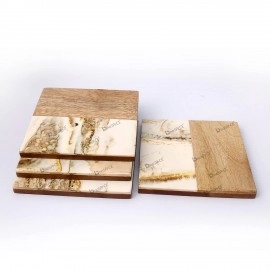 Wooden Texture Finish Resin| Tea and Coffee Cup Coasters  Set of 4
