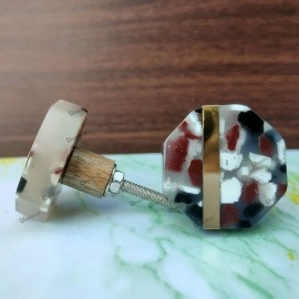 Brass & Resin Knobs for Wardrobe and Cabinet Drawers Pack of 4