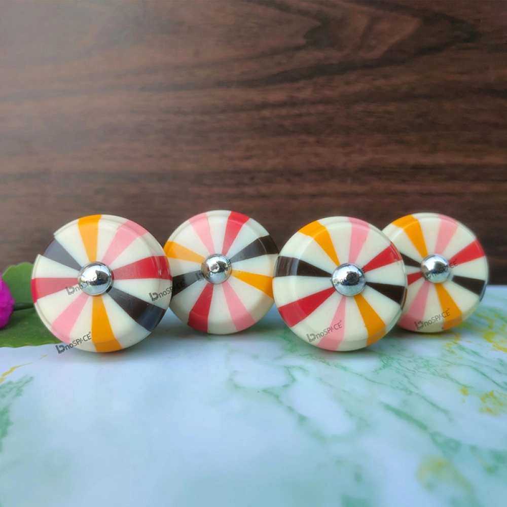 Fancy Resin Knobs for Wardrobe and Cabinet Drawers Multicolor - Pack of 4