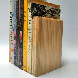  Unique Handmade Wooden Book Holder with Steel Stand Square Bookend