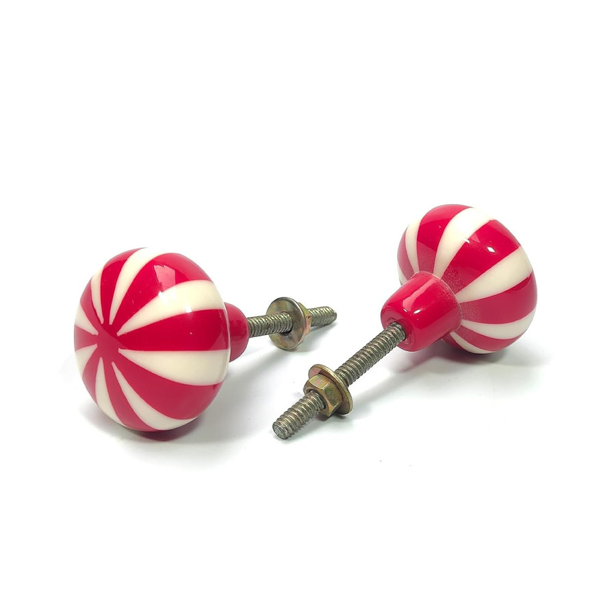 Fancy Resin Knobs for Wardrobe & Drawers – Pack of 4 (White & Red)