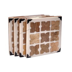 Handmade Wood & Resin X Pattern Coasters – Set of 4