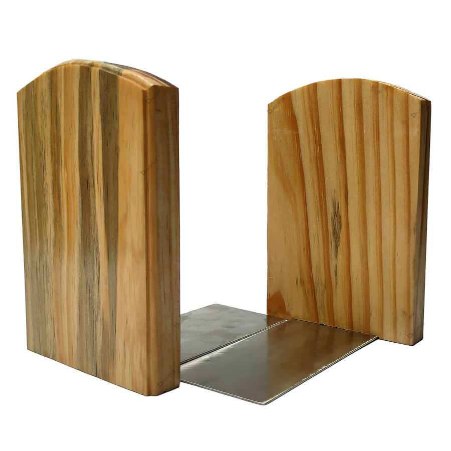 Handmade Wooden Bookends – Unique Wood & Steel Rounded Book Holder