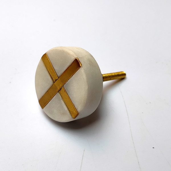 White Marble Brass Plated Dresser Knobs – Elegant Cabinet & Drawer Pulls