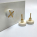 White Marble Brass Plated Dresser Knobs – Elegant Cabinet & Drawer Pulls