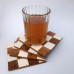 Wooden & Resin Coaster Set of 4 – Brown & White Checkered