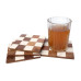 Wooden & Resin Coaster Set of 4 – Brown & White Checkered